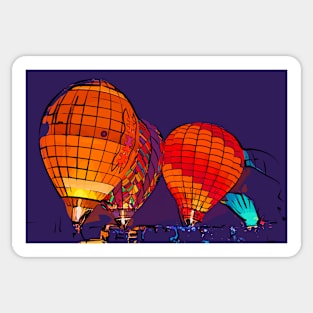 Night Glow Hot Air Balloons In Abstract Sticker